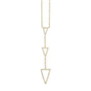 0.20ct 14k Yellow Gold Diamond Triangle Lariat Necklace