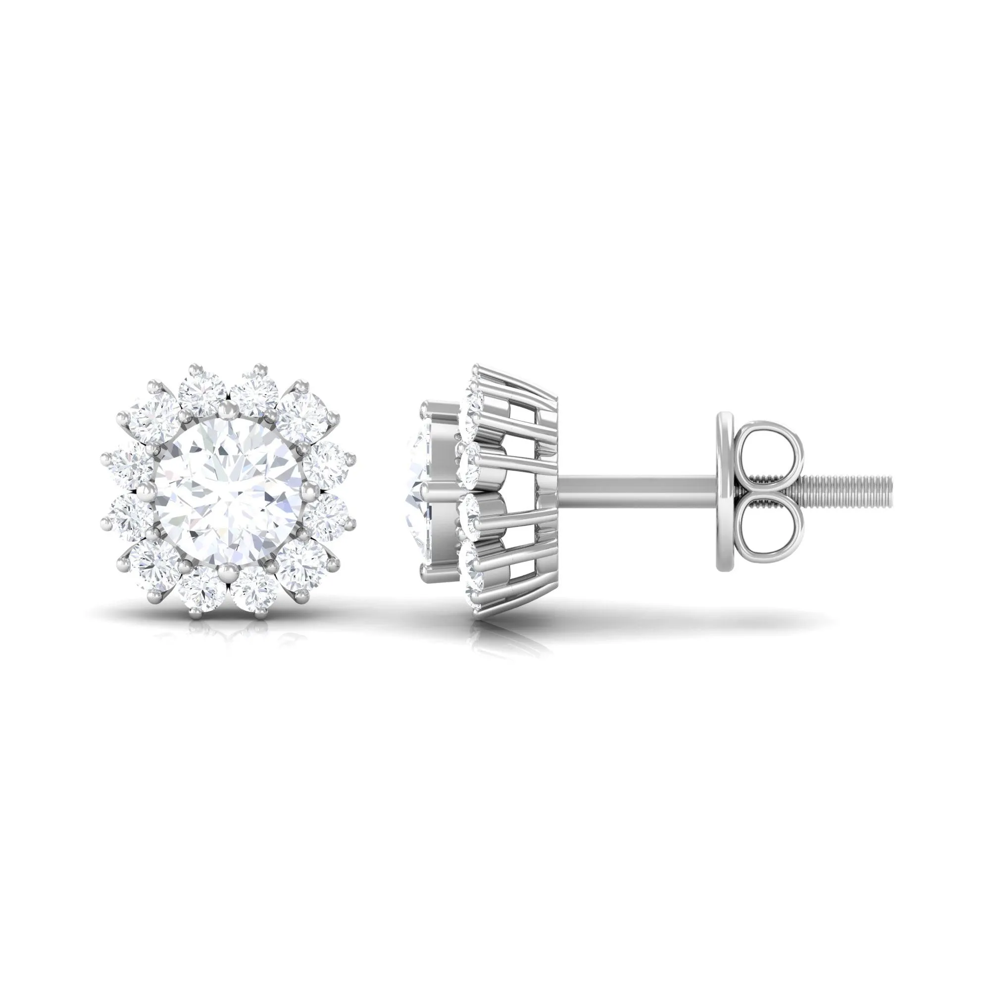 1.25 CT Zircon Minimal Halo Stud Earrings in Gold