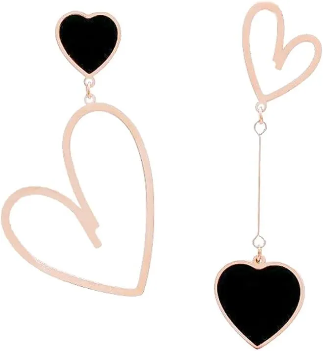 14K Gold Plated Stud Earrings Heart Drop Dangle Earrings Fashion Sweet Asymmetry Shiny Rhinestone Love Long Crystal Tassel Jewelry for Women Girls