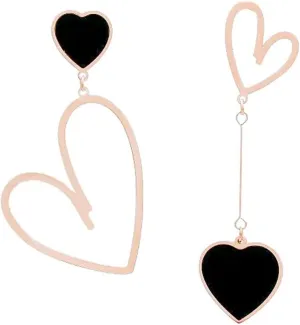 14K Gold Plated Stud Earrings Heart Drop Dangle Earrings Fashion Sweet Asymmetry Shiny Rhinestone Love Long Crystal Tassel Jewelry for Women Girls