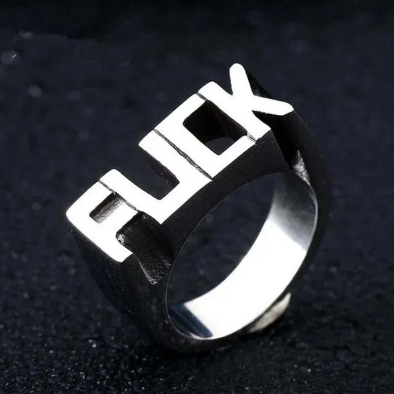 1Pcs Fashion Jewelry Punk Style Rings for Unisex European American Style Creative English Letter Stainless Steel Rings Men