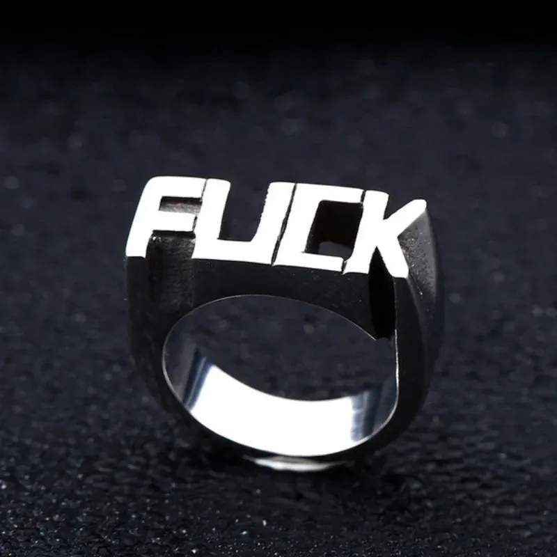 1Pcs Fashion Jewelry Punk Style Rings for Unisex European American Style Creative English Letter Stainless Steel Rings Men