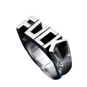 1Pcs Fashion Jewelry Punk Style Rings for Unisex European American Style Creative English Letter Stainless Steel Rings Men