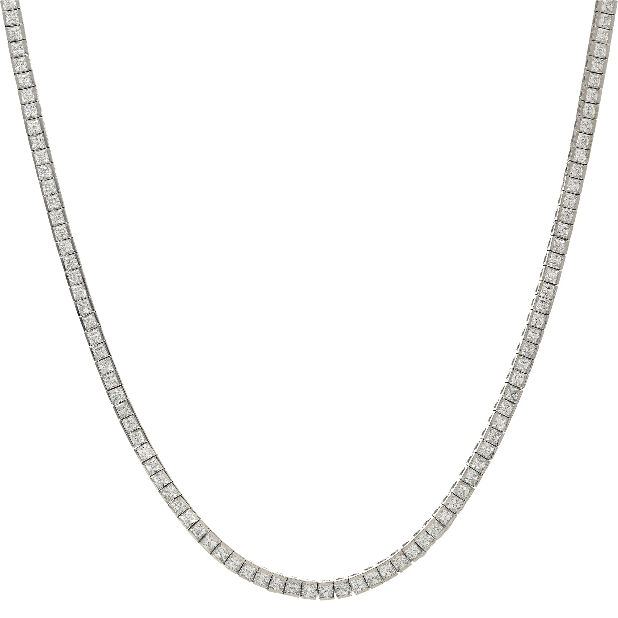 22K White Gold & CZ Stone Necklace Set (33.7gm)