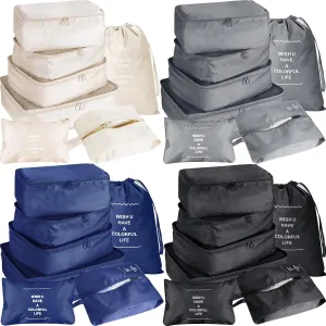 28 Pcs Packing Cubes Packing Organizers Luggage Organizer Bags Foldable Travel Luggage Cubes Suitcases Organizer Bags (Dark Color)