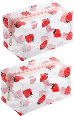 2pcs Cosmetic Bag Clear Travel Toiletry Organizer for Makeup Compact Holder for Essentials for Fitness and Outdoor Use Lightweight and Practical
