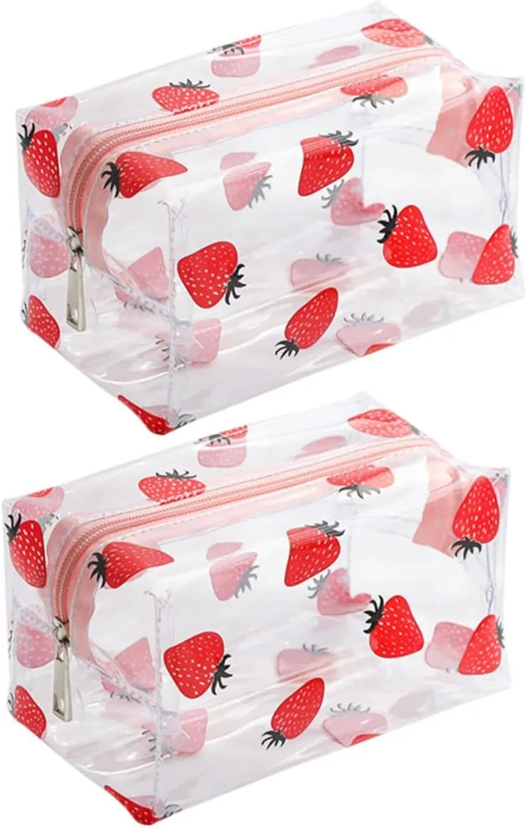 2pcs Cosmetic Bag Clear Travel Toiletry Organizer for Makeup Compact Holder for Essentials for Fitness and Outdoor Use Lightweight and Practical