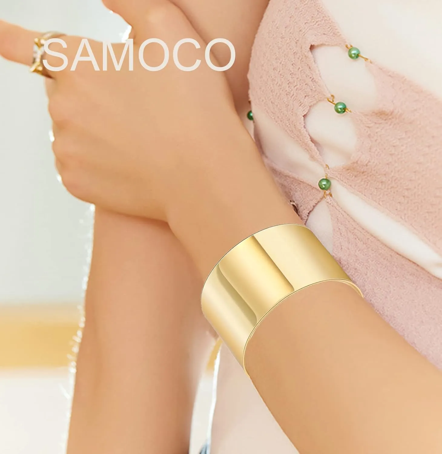 2Pcs Cuff Bangle Bracelet for Women Gold Cuff Bracelets Open Wide Wire Bracelets Adjustable Tone Wrist Cuff Wrap Bracelet
