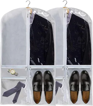 2PCS Dance Garment Bags for Dancers with 4 Zipper Pockets Dance Costume Bag 20x39 Inch Hanging Cheer Uniform Garment Bag for Suits Dress Competitions Protector