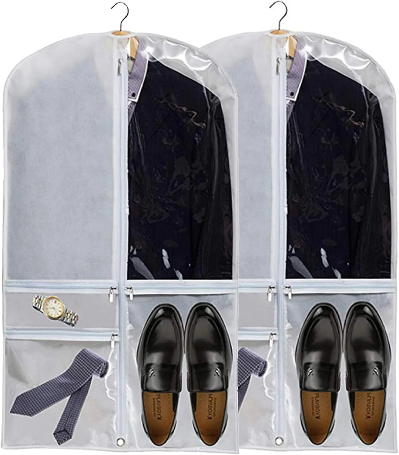 2PCS Dance Garment Bags for Dancers with 4 Zipper Pockets Dance Costume Bag 20x39 Inch Hanging Cheer Uniform Garment Bag for Suits Dress Competitions Protector