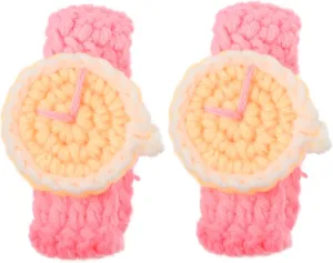 2Pcs Woolen Yarn Bracelet Creative Hand Strap Unisex Hand Knitted Watch Jewelry for Adults for Parties Weddings Daily Wear