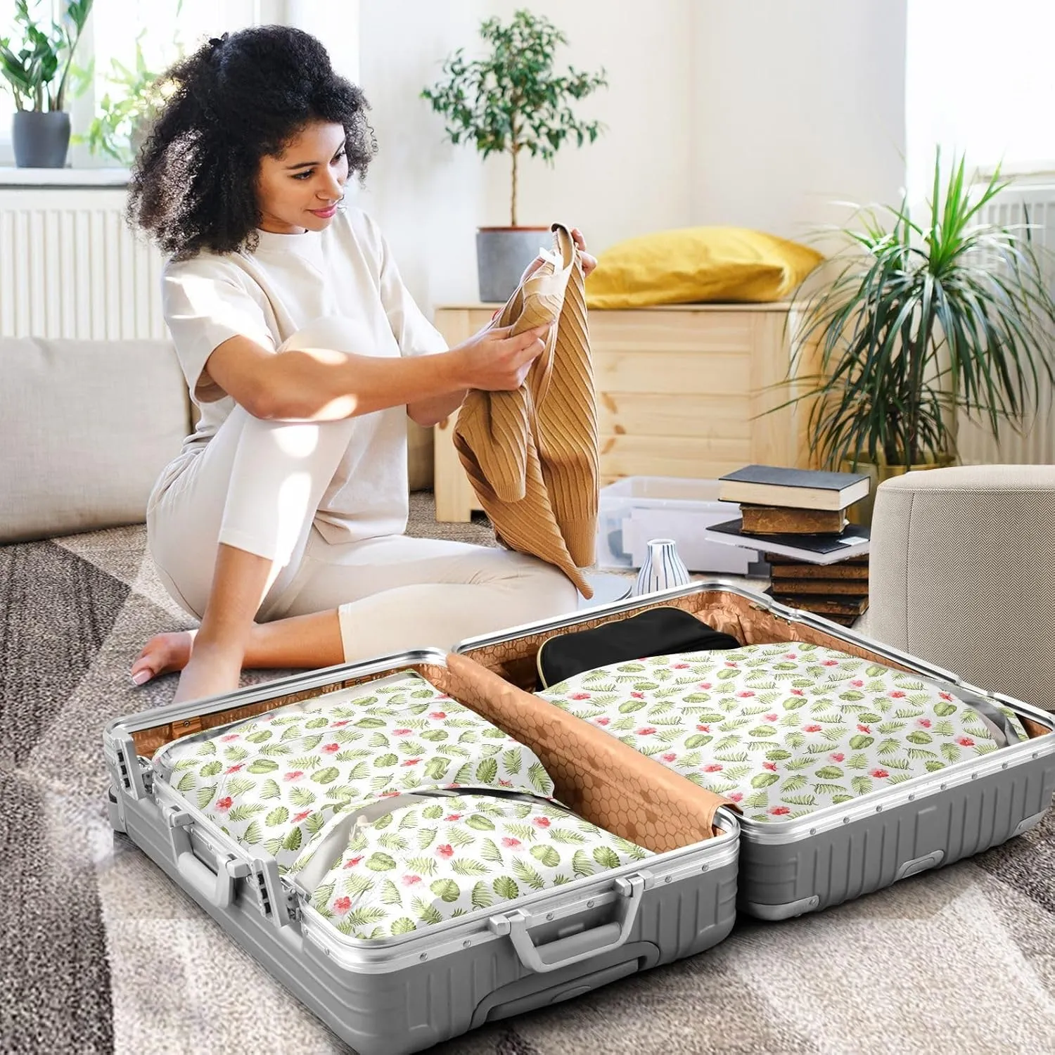 3 Set Travel Packing Cubes For Suitcases, Summer, Stackable, Garment Bag Closet Storage, Luggage Space Saver, Luggages Management Personnel