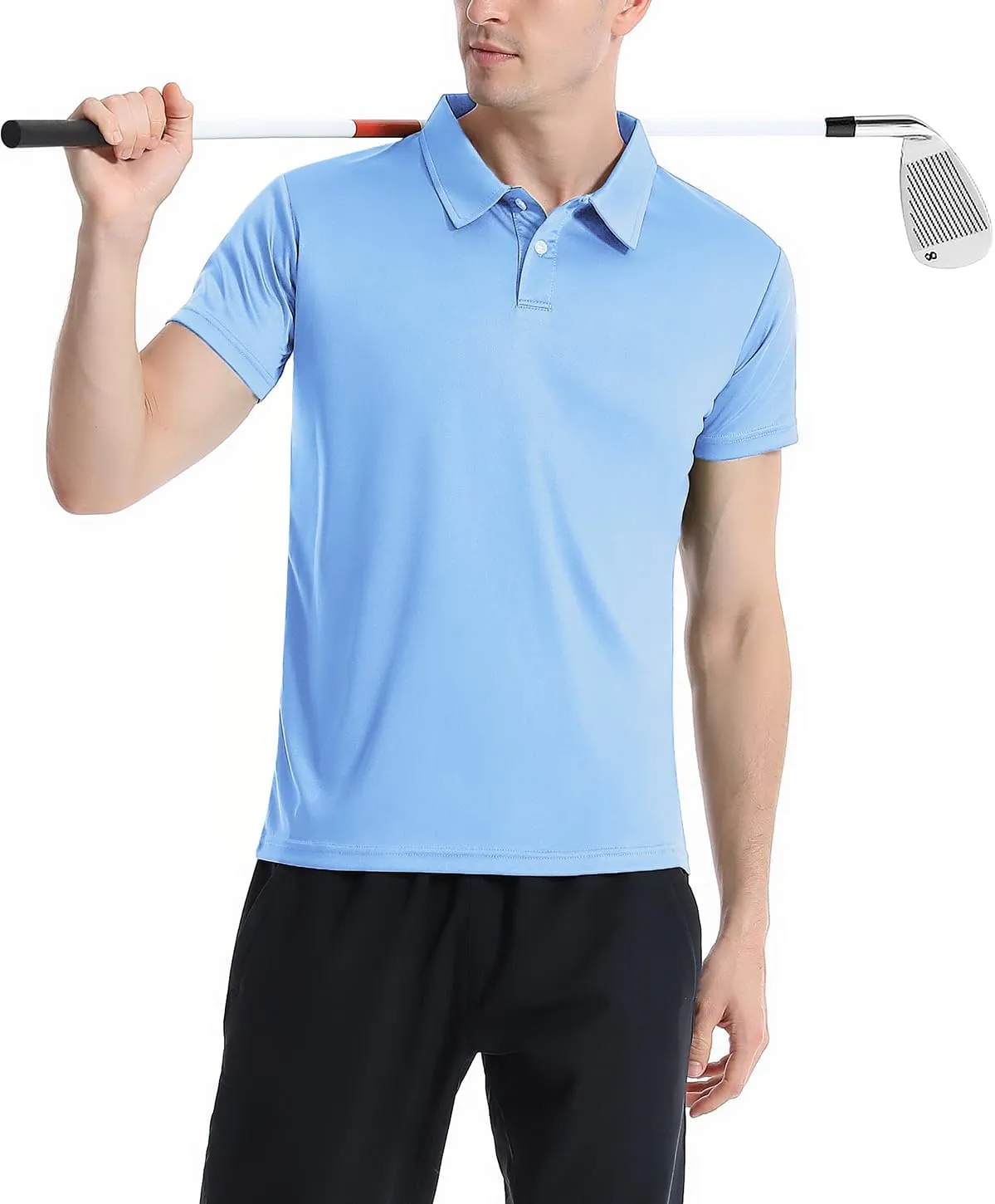 5 Pack Polo Shirts for Men Dry Fit Short Sleeve Golf T-Shirt Moisture Wicking Collared Casual Work Tops