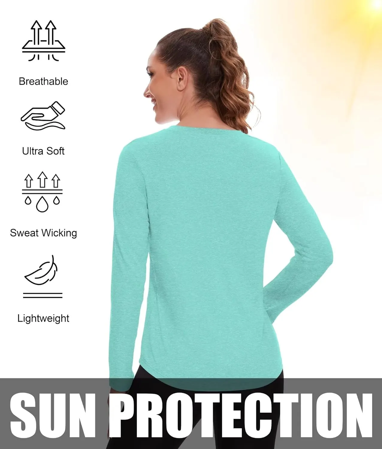 7 Pack Womens Long Sleeve Athletic Shirts UV Sun Protection UPF 50  Quick Dry Workout Running Tops V Neck