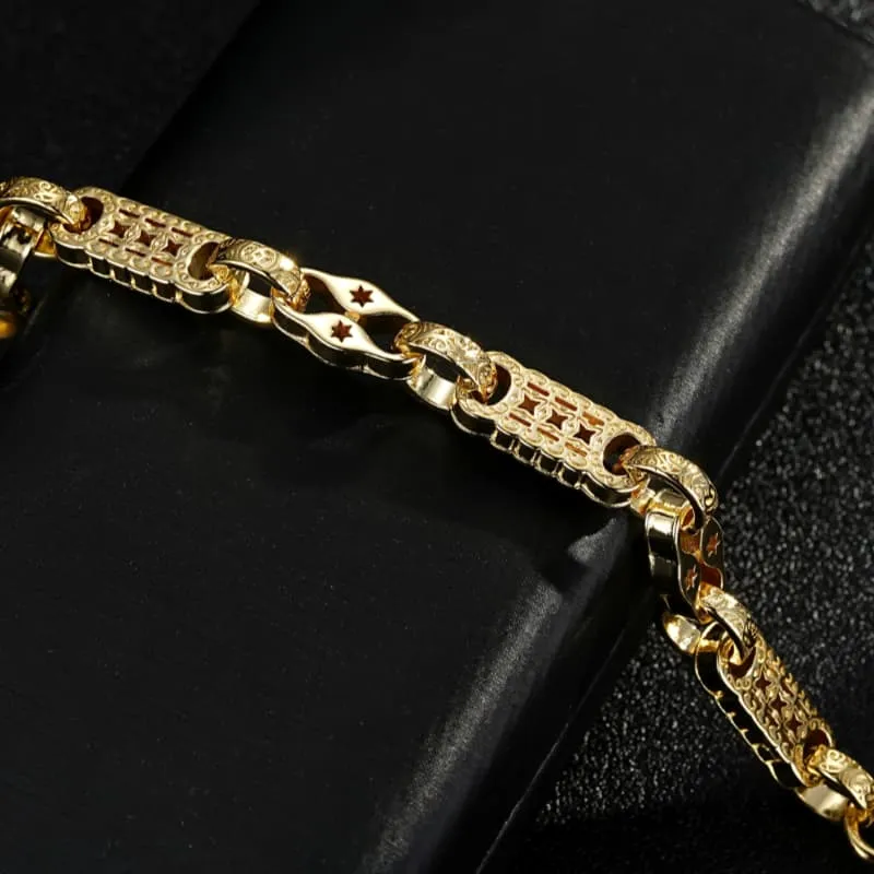 7mm Gold Filled Stars and Bars Bracelet Albert Clasp 8/8.5 Inch