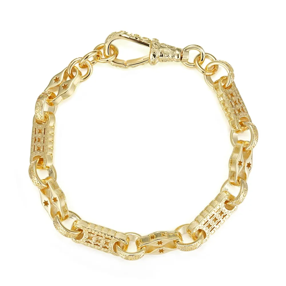 7mm Gold Filled Stars and Bars Bracelet Albert Clasp 8/8.5 Inch