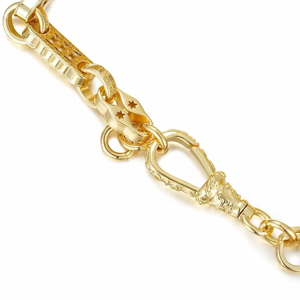 7mm Gold Filled Stars and Bars Bracelet Albert Clasp 8/8.5 Inch