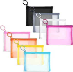 8 Pack Mini Zipper Mesh Makeup Bags, Nylon Cosmetic Bags Toiletry Purse Travel Organizer Bags Inside Bag for Office Travel Organization (Multicolor, XS)