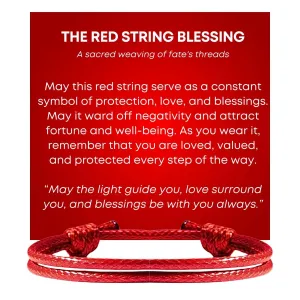Adjustable Red String Blessing Bracelet - Symbol of Protection, Love, and Blessings | Durable, Waterproof Cord with Leather-Like Finish, 2mm Thick (2.5mm thickest)