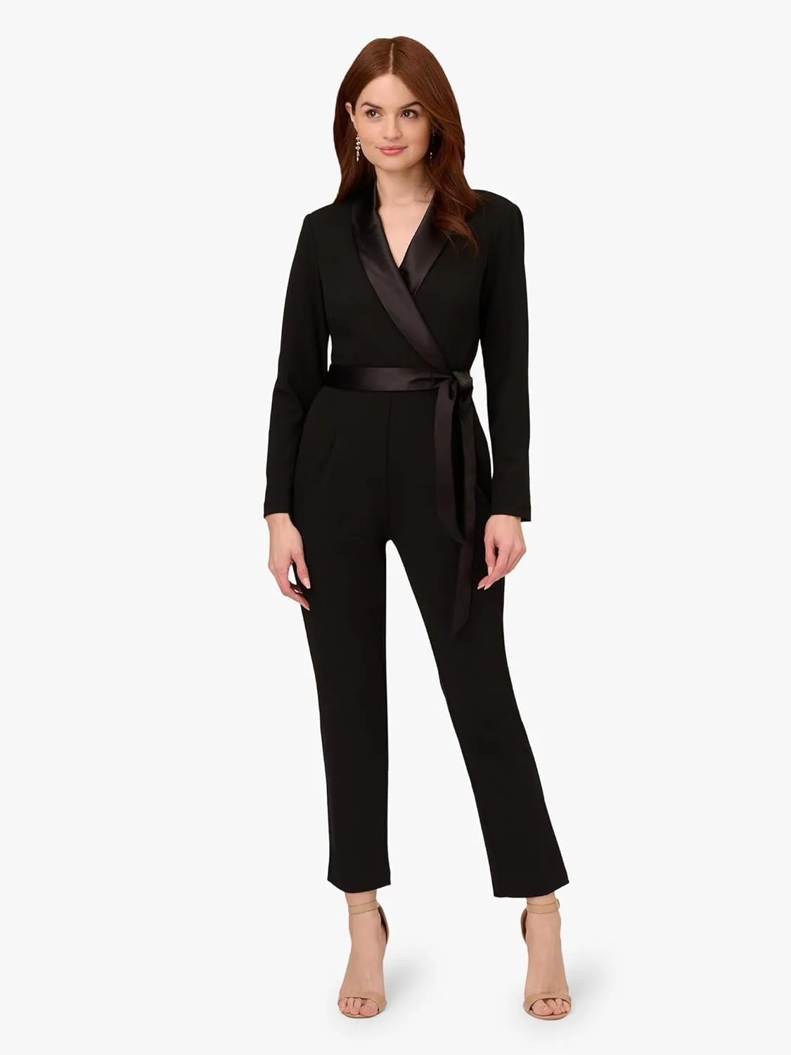 Adrianna Papell womens Crepe Tuxedo Jumpsuit