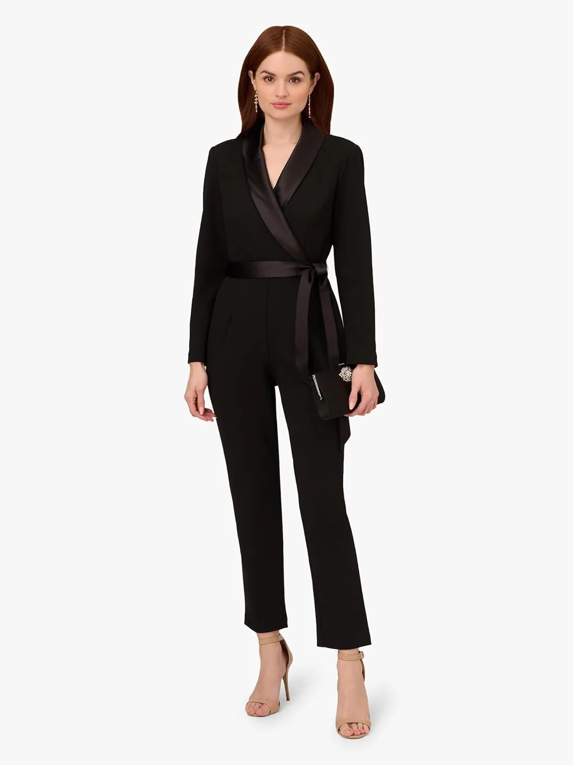 Adrianna Papell womens Crepe Tuxedo Jumpsuit