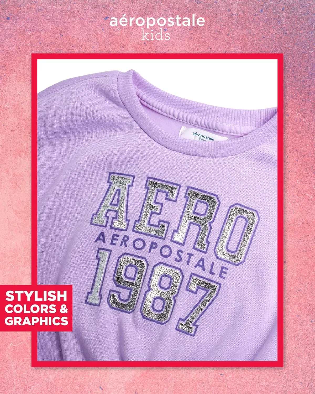 AEROPOSTALE Girls Sweatsuit Set - 2 Piece Fleece Pullover Crewneck Sweatshirt and Jogger Sweatpants for Girls (Sizes: 7-12)