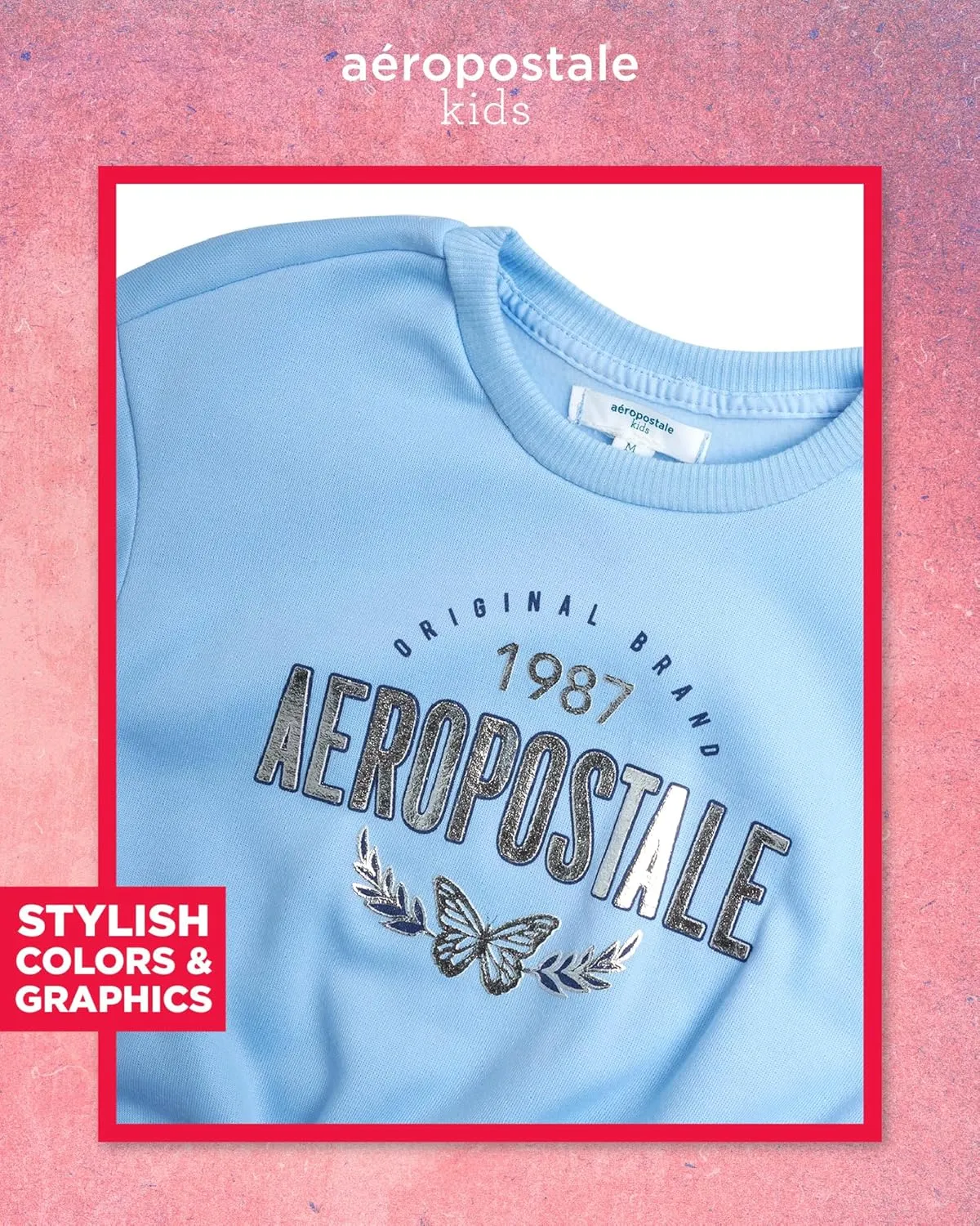 AEROPOSTALE Girls Sweatsuit Set - 2 Piece Fleece Pullover Crewneck Sweatshirt and Jogger Sweatpants for Girls (Sizes: 7-12)