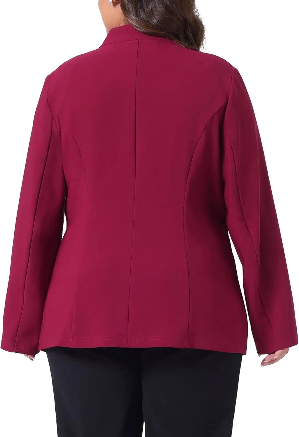 Agnes Orinda Plus Size Business Suit Blazer for Women Office Work Button Long Sleeve Black Blazers Jackets