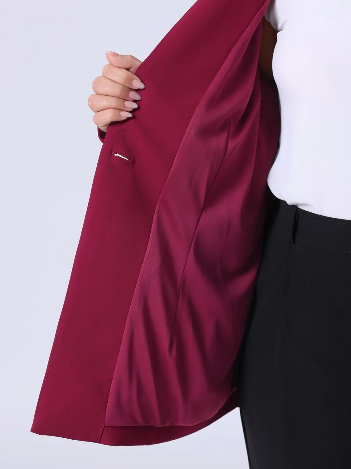 Agnes Orinda Plus Size Business Suit Blazer for Women Office Work Button Long Sleeve Black Blazers Jackets