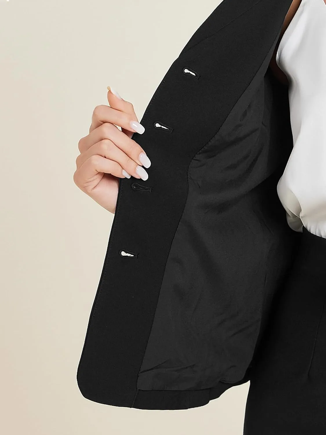 Allegra K 2 Piece Suit Skirt Set for Women's Notched Collar Casual Business Skirt Suit Set and Blazer Pencil Skirts