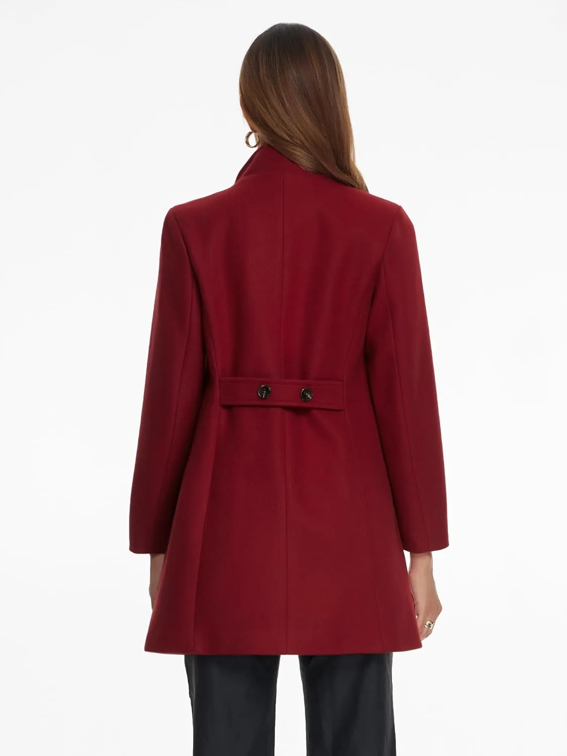 Allegra K Winter Trench Coats for Women's Casual Stand Collar Pea Double Breasted Overcoat