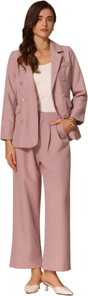Allegra K Women's Blazer Sets Women 2 Piece Outfits Dressy Business Work Office Casual Blazer Pant Suits