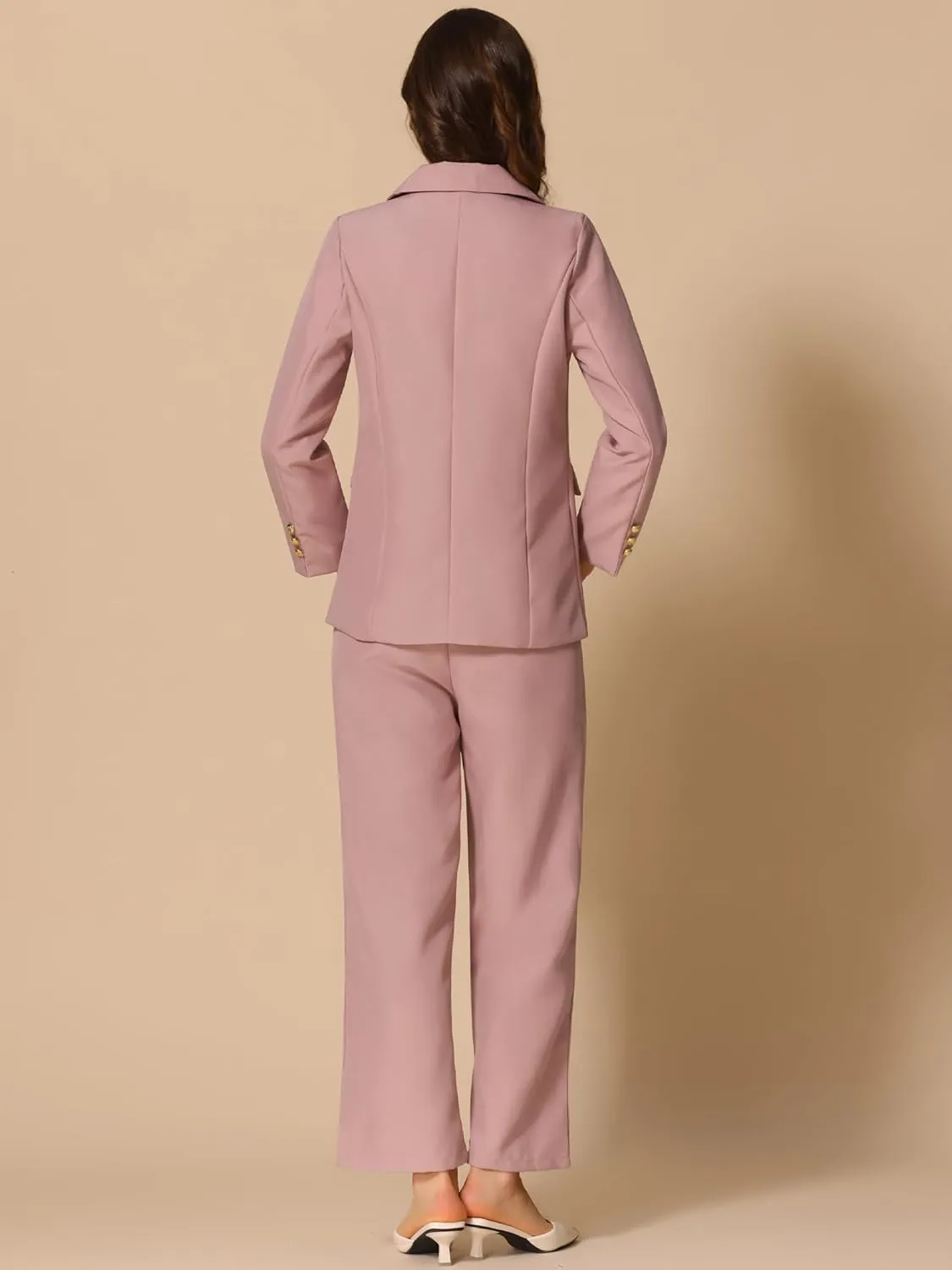 Allegra K Women's Blazer Sets Women 2 Piece Outfits Dressy Business Work Office Casual Blazer Pant Suits