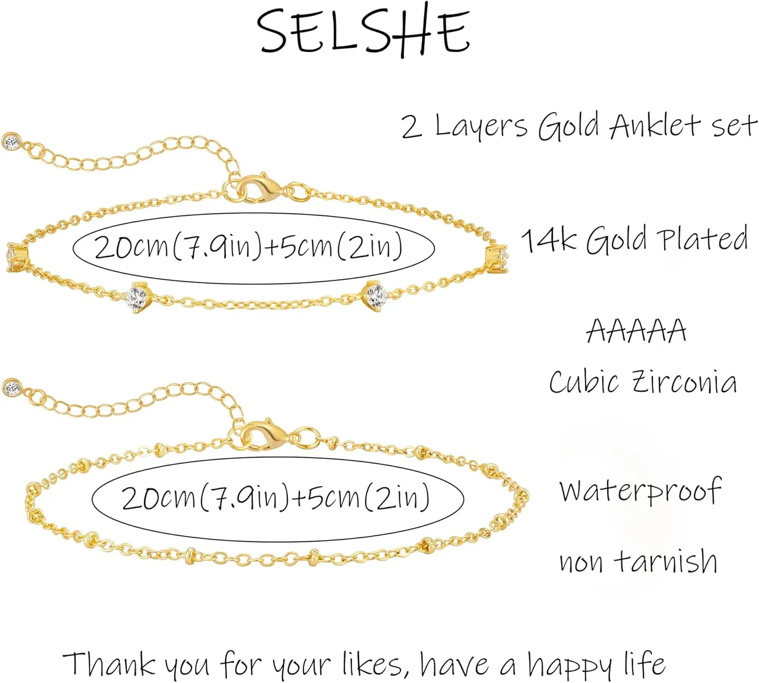 Ankle Bracelets for Women,14K Gold Plated Layered Beach Anklets SetWaterproof Dainty Gold Anklets for Women Gold Jewelry