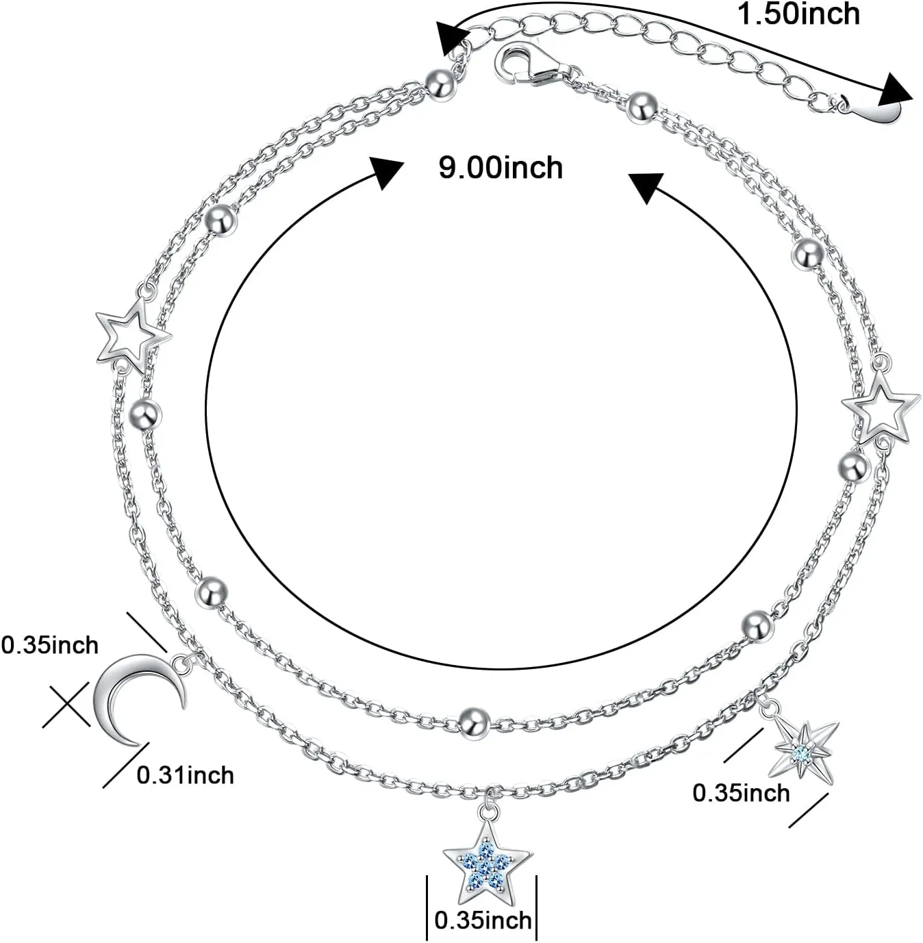 Anklets for Women 925 Sterling Silver Blue Evil Eye Infinity Butterfly Adjustable Multilayer Layered Summer Beach Ankle Bracelet Foot Chain Jewelry for Women