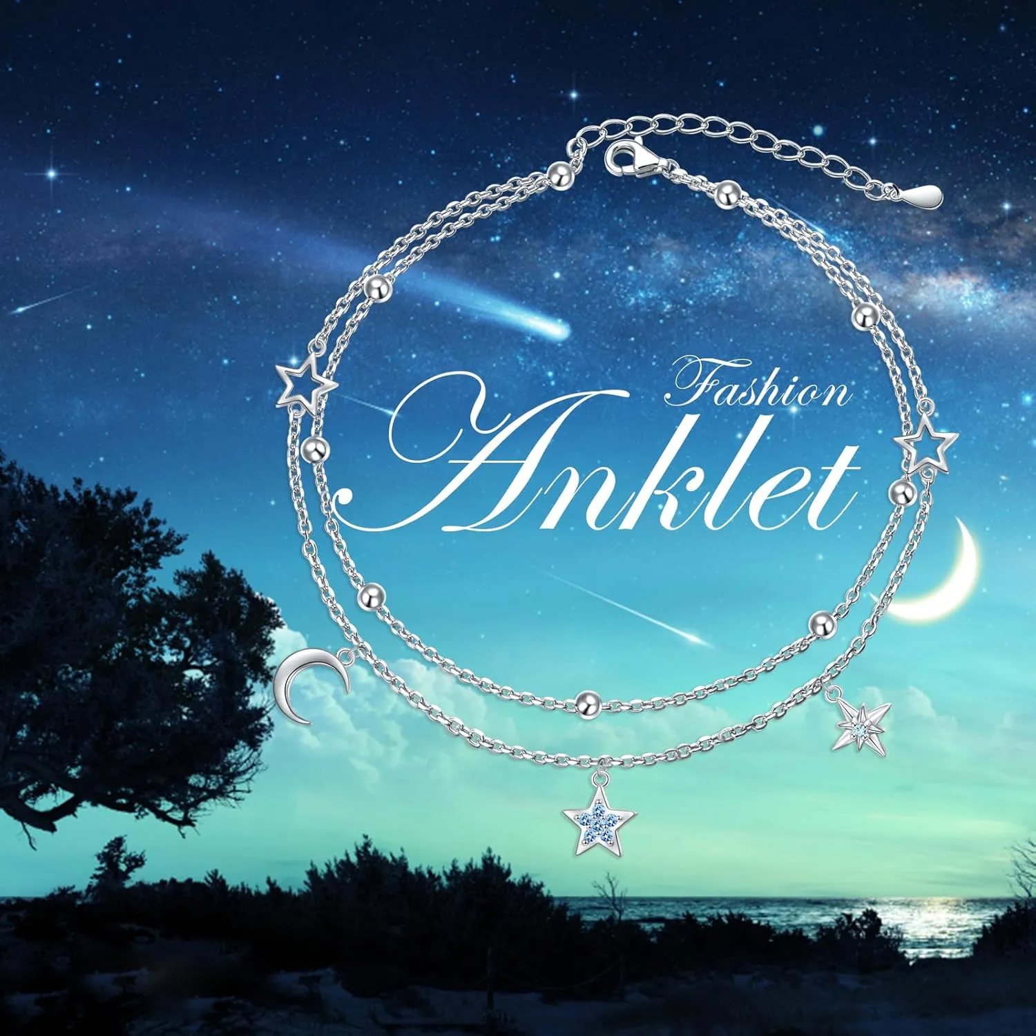 Anklets for Women 925 Sterling Silver Blue Evil Eye Infinity Butterfly Adjustable Multilayer Layered Summer Beach Ankle Bracelet Foot Chain Jewelry for Women
