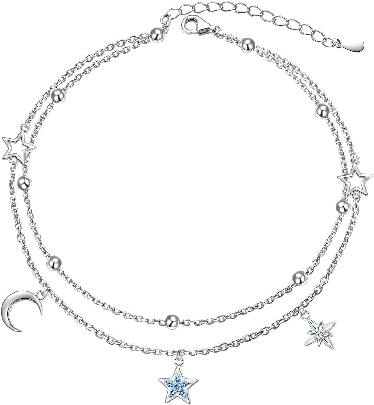 Anklets for Women 925 Sterling Silver Blue Evil Eye Infinity Butterfly Adjustable Multilayer Layered Summer Beach Ankle Bracelet Foot Chain Jewelry for Women