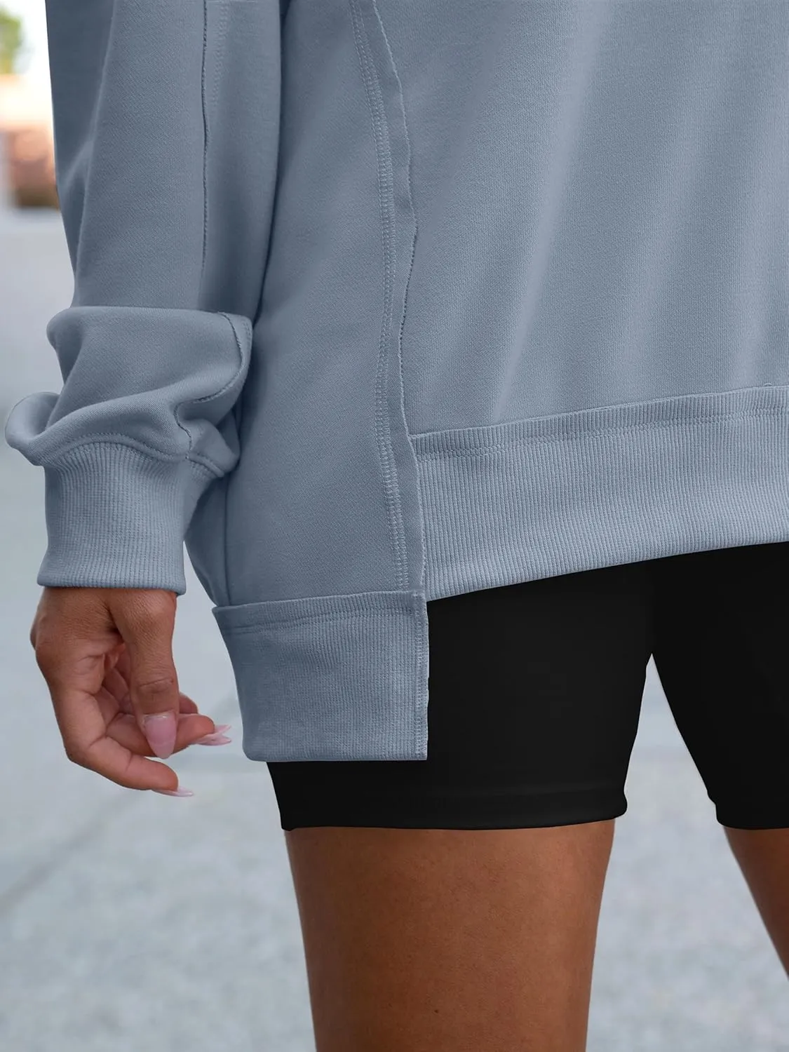 ANRABESS Womens Oversized Sweatshirts V Neck Long Sleeve Tunic Lightweight Pullover Shirts 2025 Fall Tops Teen Girls Outfits