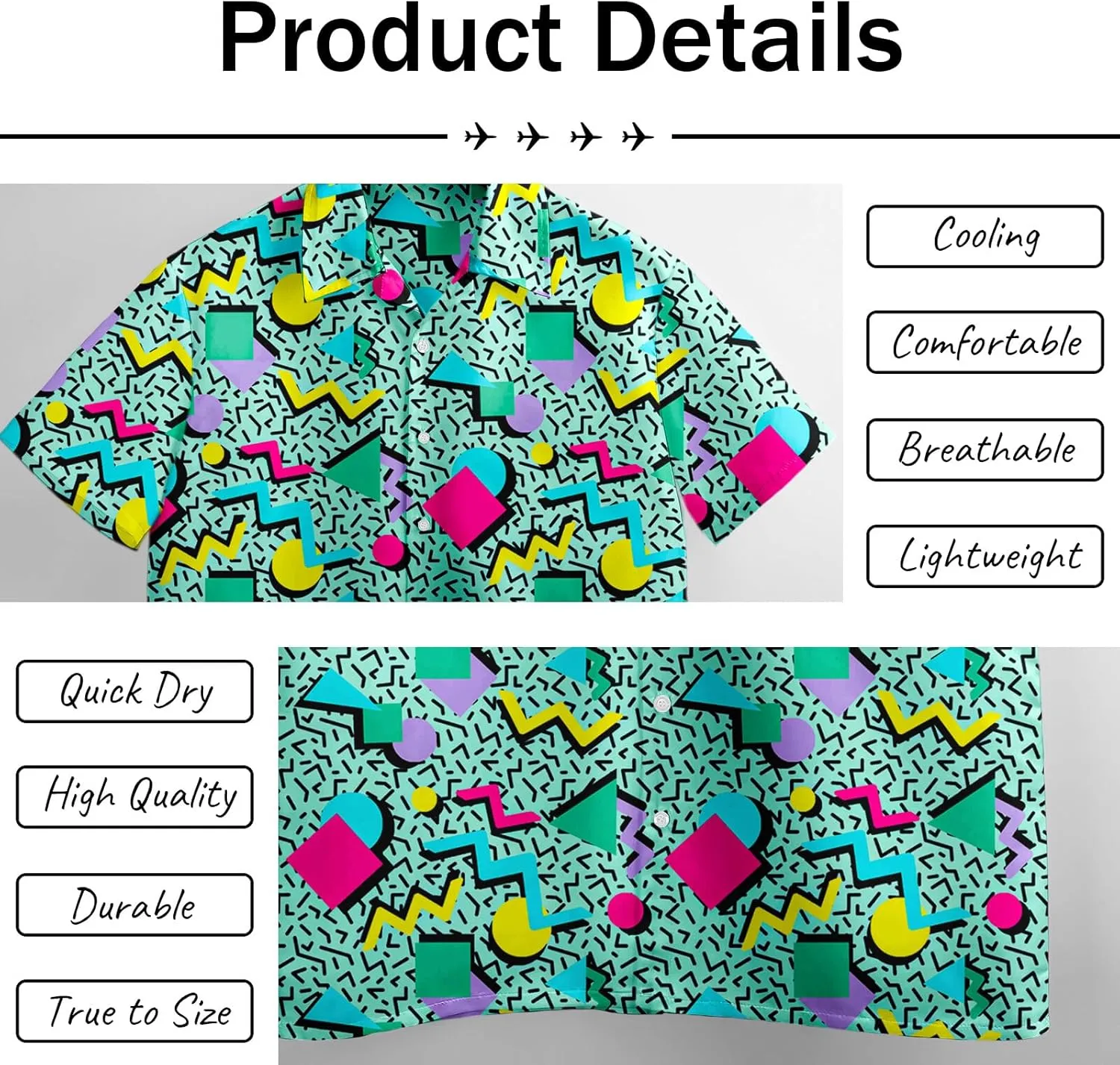 Artsadd 80s 90s Hawaiian Shirt for Men Vintage Button Down Short Sleeve Big and Tall Shirts Funny Party Disco Outfit