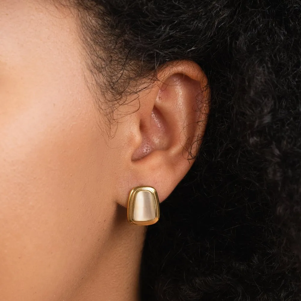 Ava White Stone Earrings
