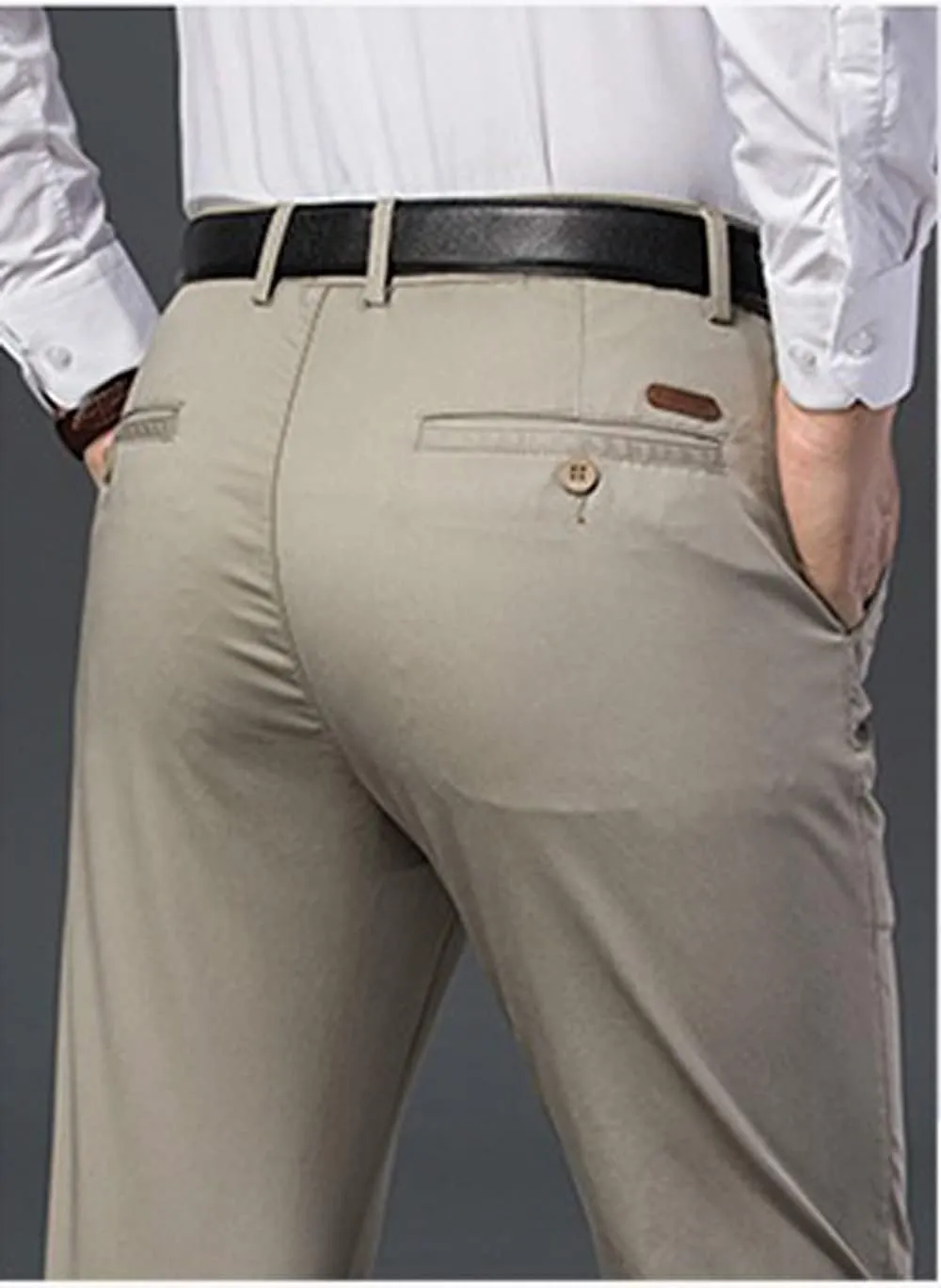 Banana Bucket Mens Slim Fit Dress Pants Khaki Skinny Stretch Chino Pants Casual Flat Front Business Trousers with Pockets