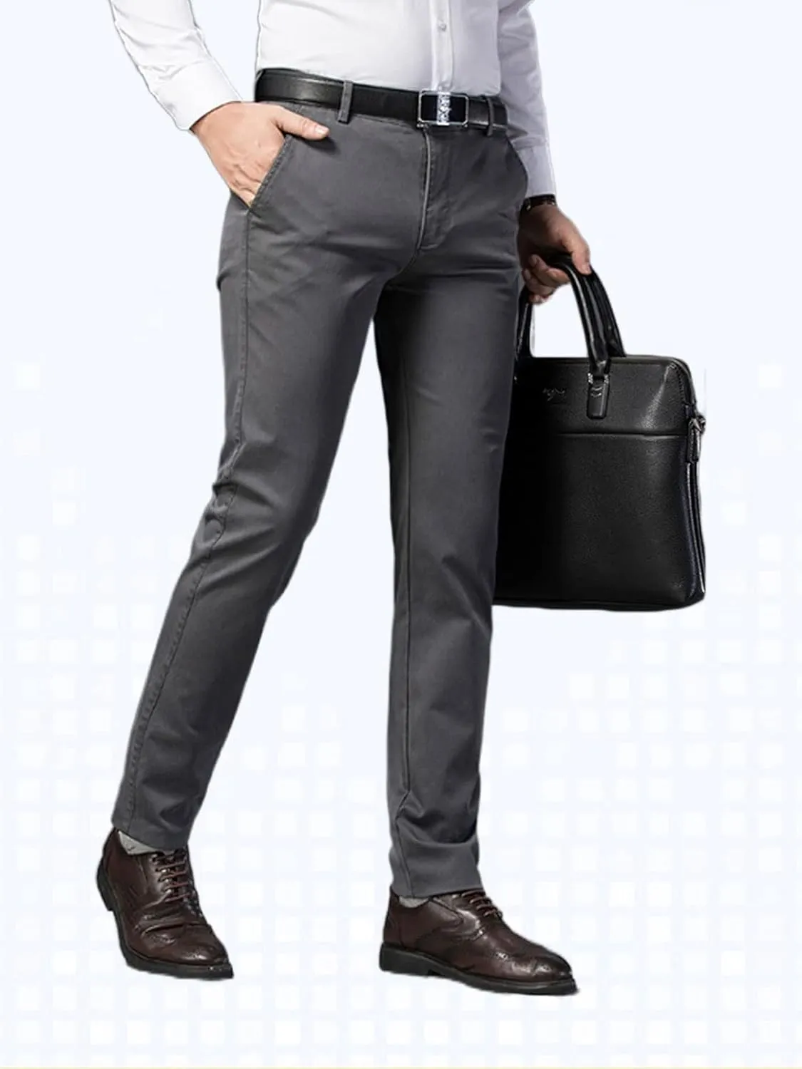 Banana Bucket Mens Slim Fit Dress Pants Khaki Skinny Stretch Chino Pants Casual Flat Front Business Trousers with Pockets
