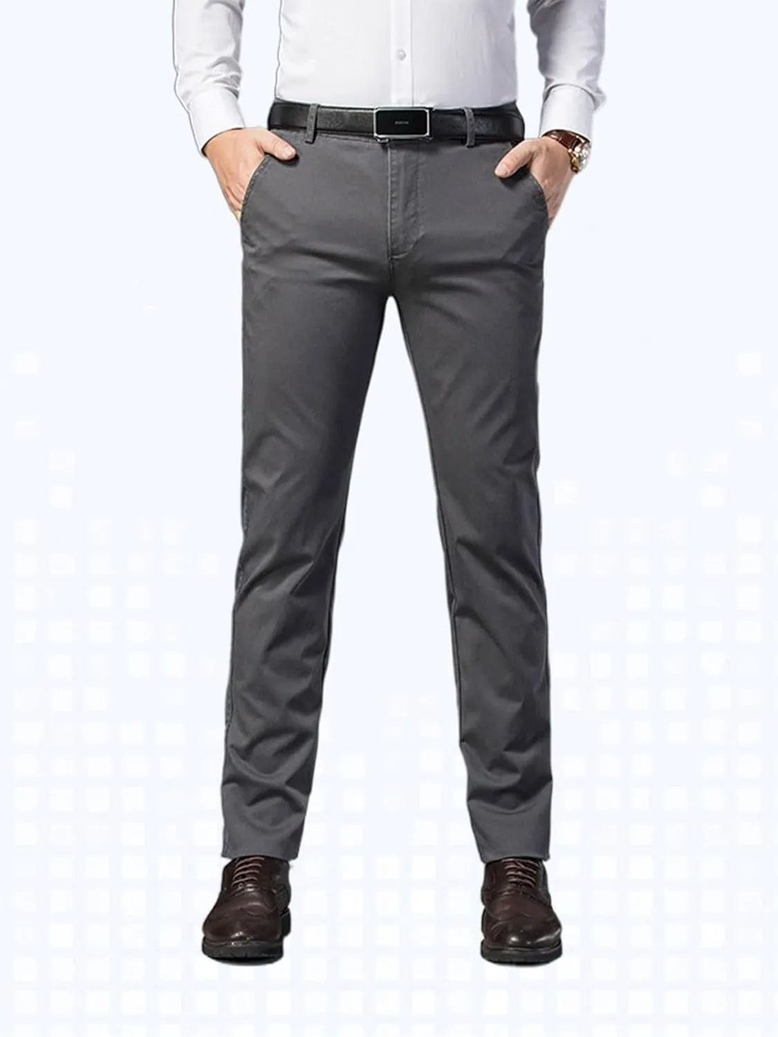 Banana Bucket Mens Slim Fit Dress Pants Khaki Skinny Stretch Chino Pants Casual Flat Front Business Trousers with Pockets