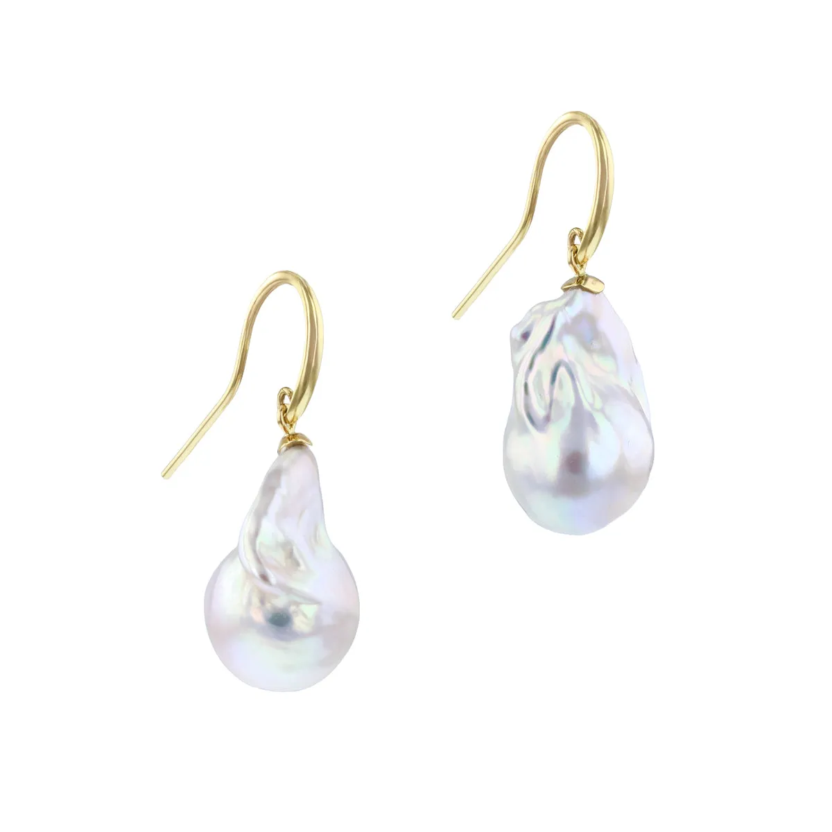 Baroque Cultured Freshwater Pearl Drop Earrings | 9K Yellow Gold