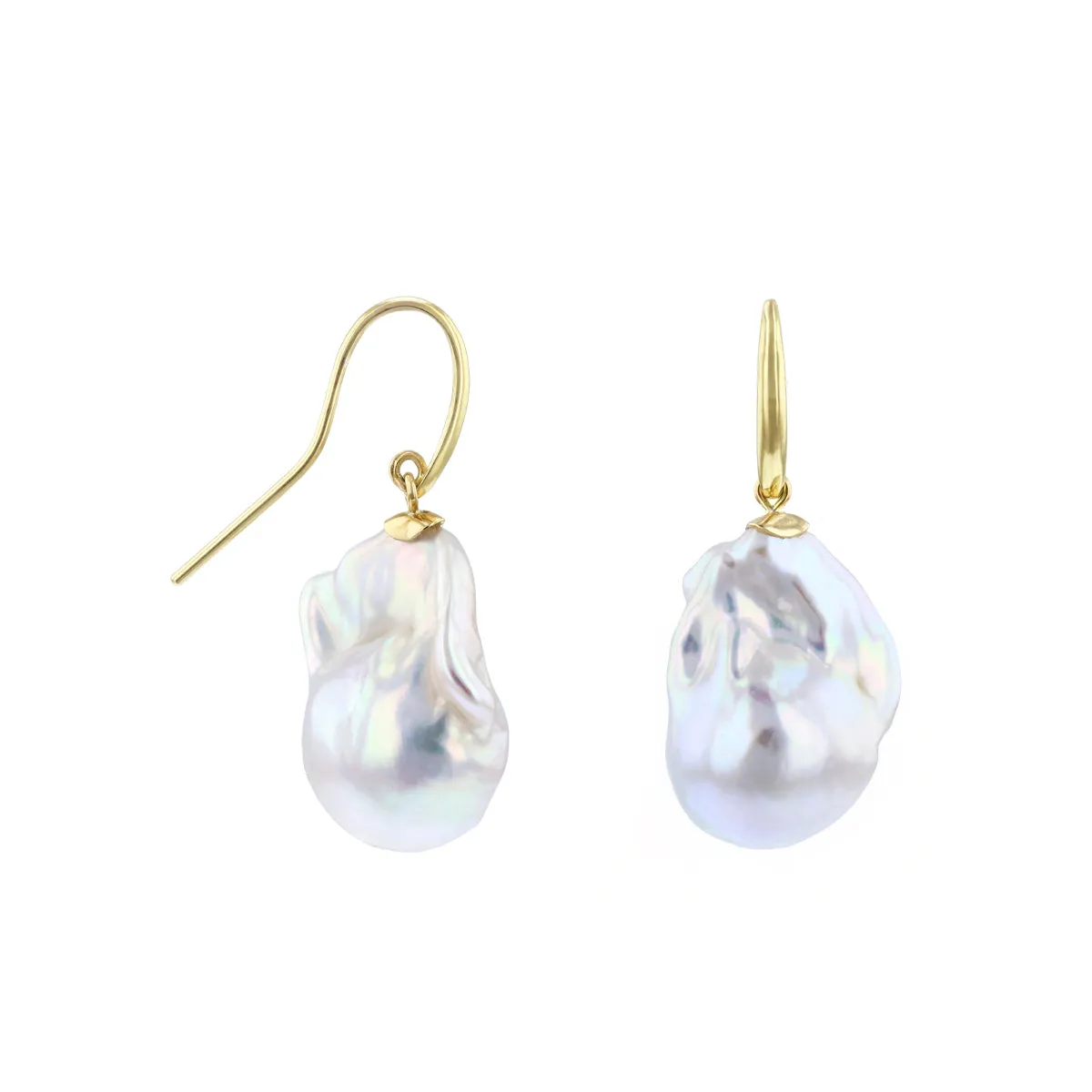 Baroque Cultured Freshwater Pearl Drop Earrings | 9K Yellow Gold