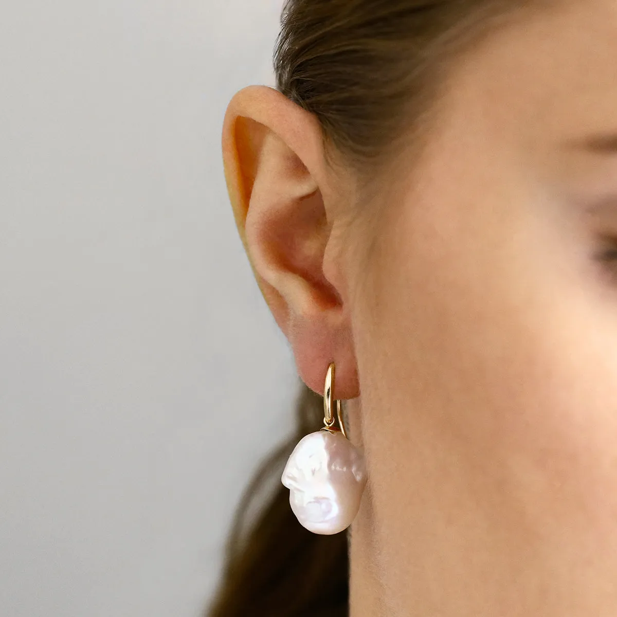 Baroque Cultured Freshwater Pearl Drop Earrings | 9K Yellow Gold