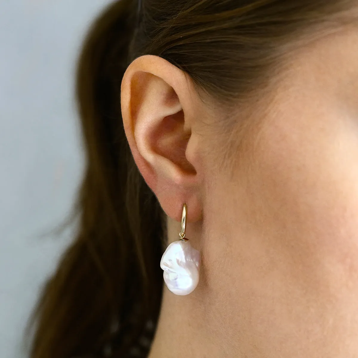 Baroque Cultured Freshwater Pearl Drop Earrings | 9K Yellow Gold