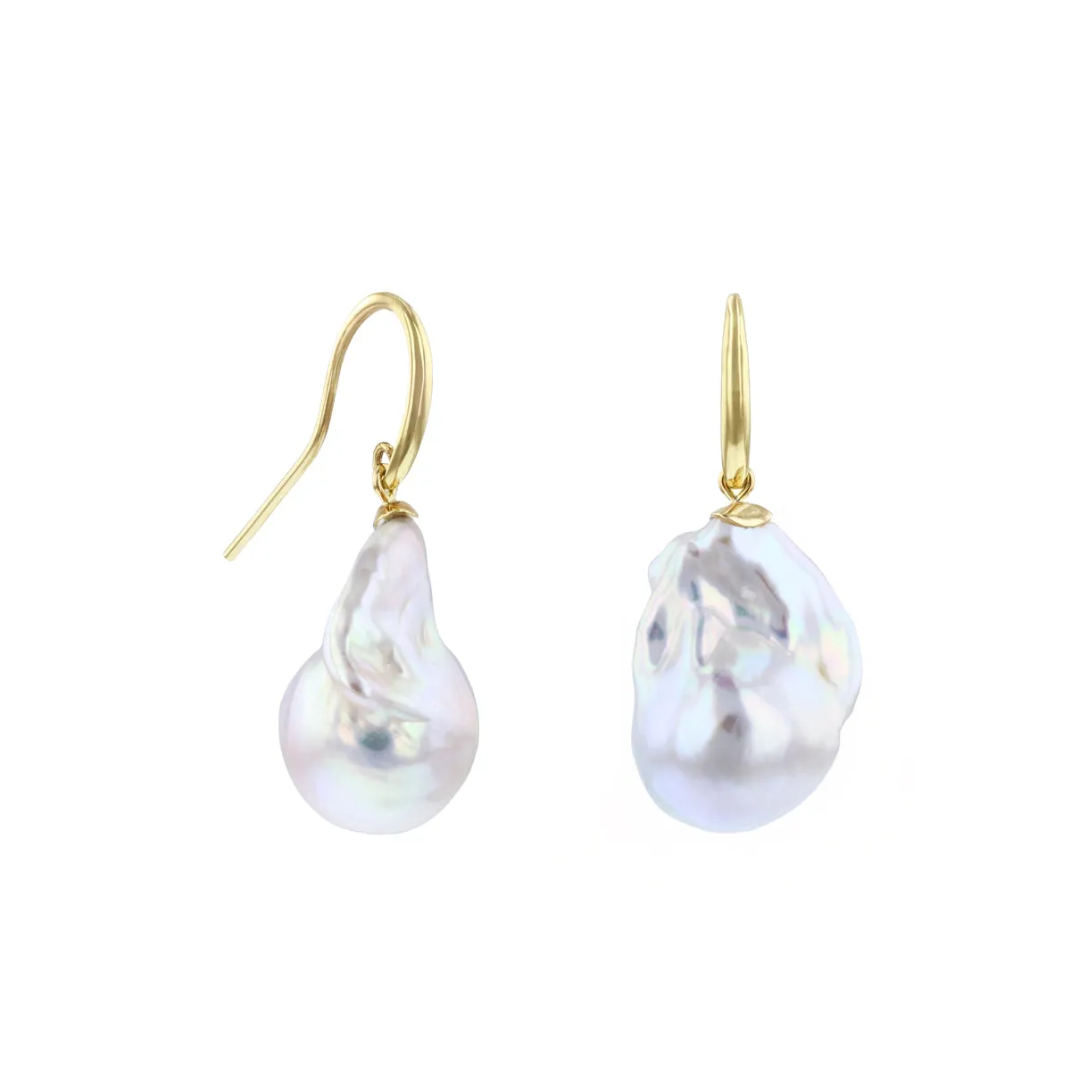 Baroque Cultured Freshwater Pearl Drop Earrings | 9K Yellow Gold