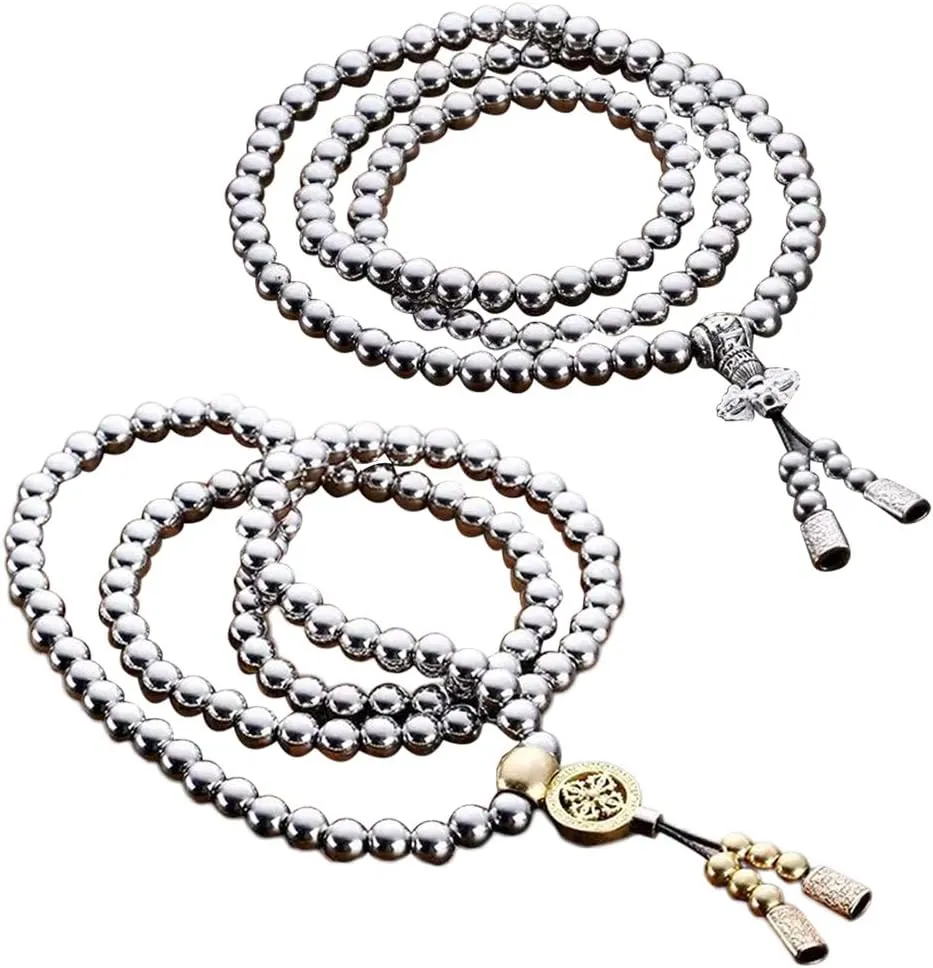 Beads Necklace for Men Cross Necklace Stainless Steel Necklace Chain Waist Chain 108 Buddha Beads Necklace