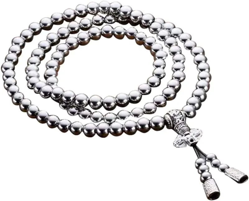 Beads Necklace for Men Cross Necklace Stainless Steel Necklace Chain Waist Chain 108 Buddha Beads Necklace